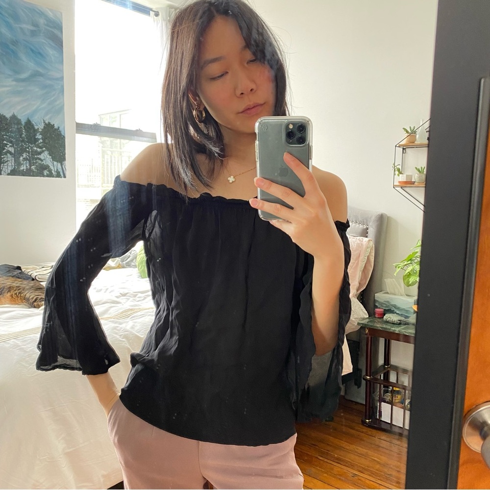 J Crew Off The Shoulder Silk Top